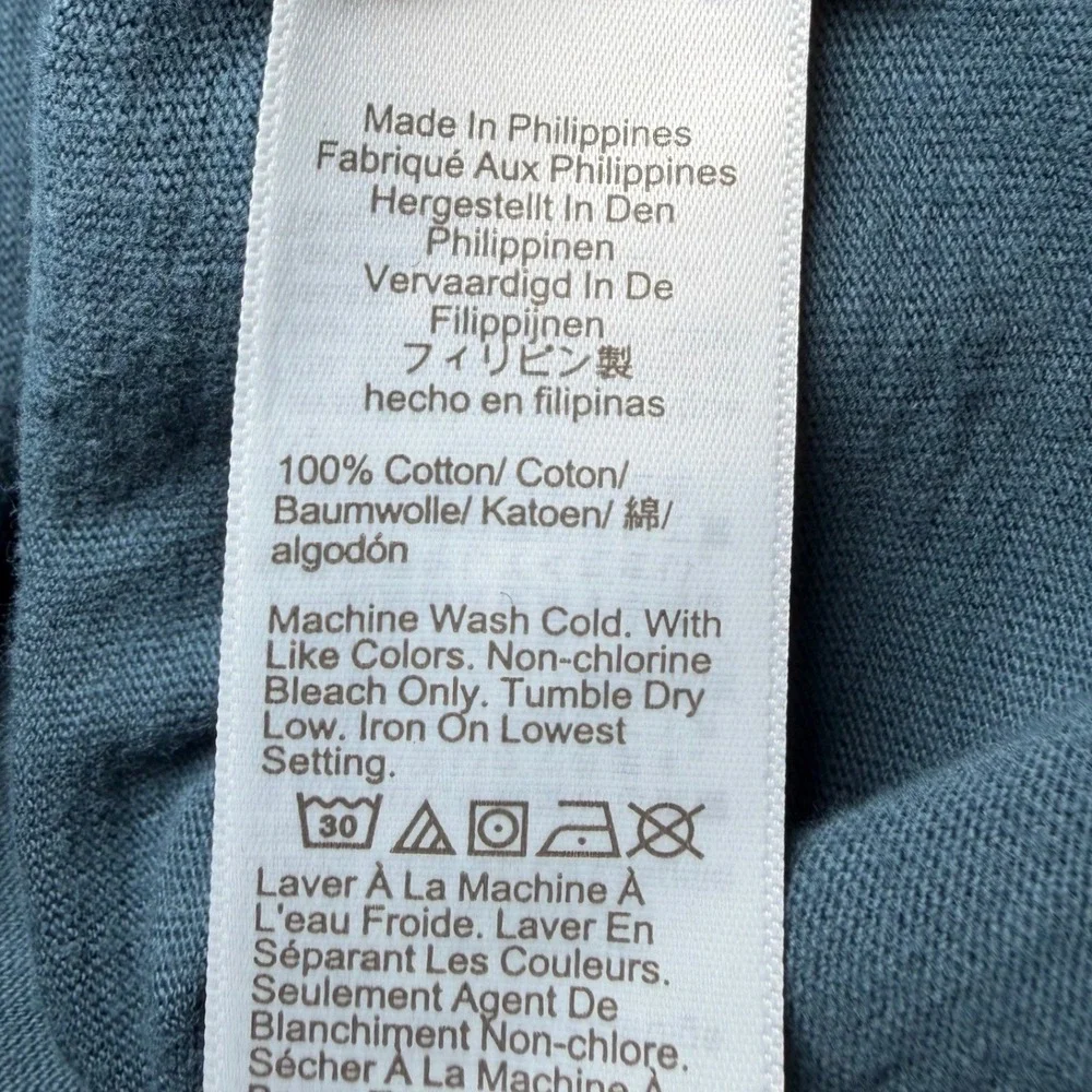 J Crew Mens Size XL Slub Cotton Henley Shirt Blue Short Sleeve Casual Tee Preppy